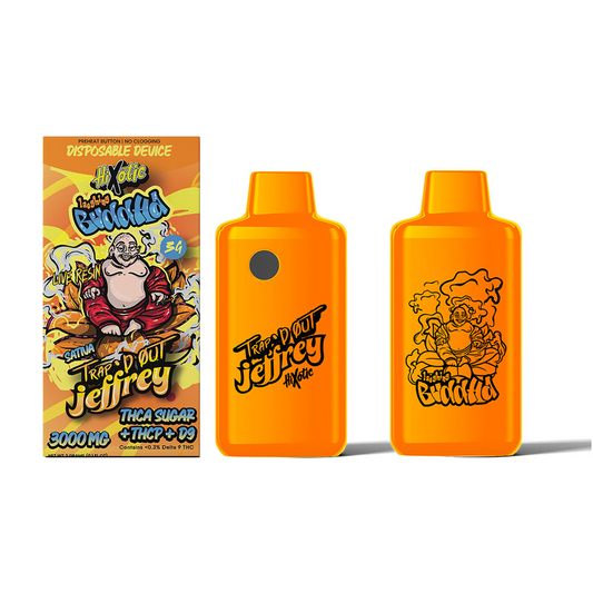 Trap'd Out Jeffrey Live Resin Delta THCA Sugar + THCP + D9 Disposable Vape Device 3G By HiXotic