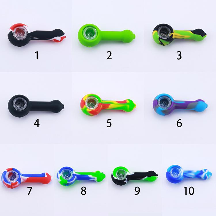 3" Silicone Mixed Color Glass Bowl Hand Pipe - Earths Bounty E-Juice