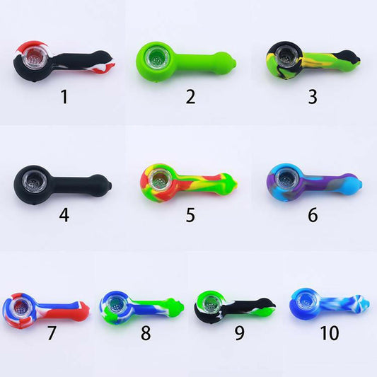 3" Silicone Mixed Color Glass Bowl Hand Pipe - Earths Bounty E-Juice