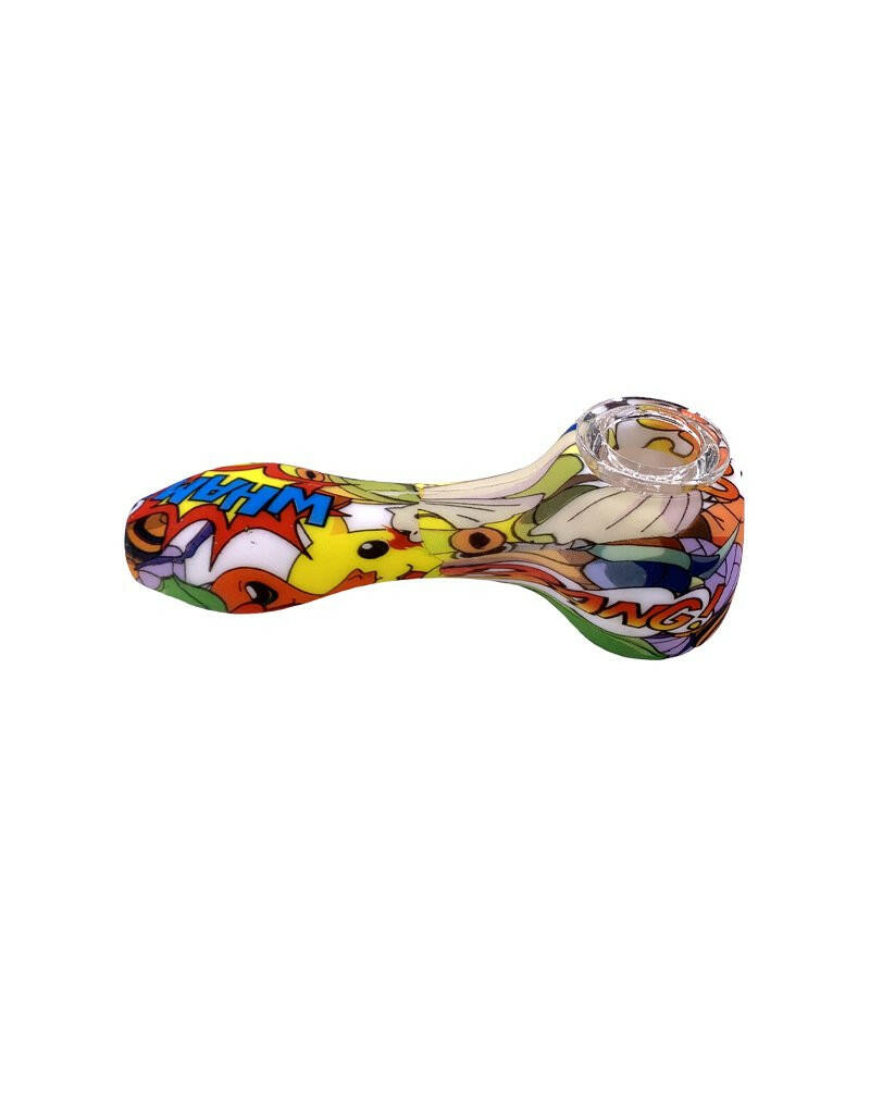 4.5" Silicone Water Transfer Print Spoon Hand Pipe with Pick - Earths Bounty E-Juice